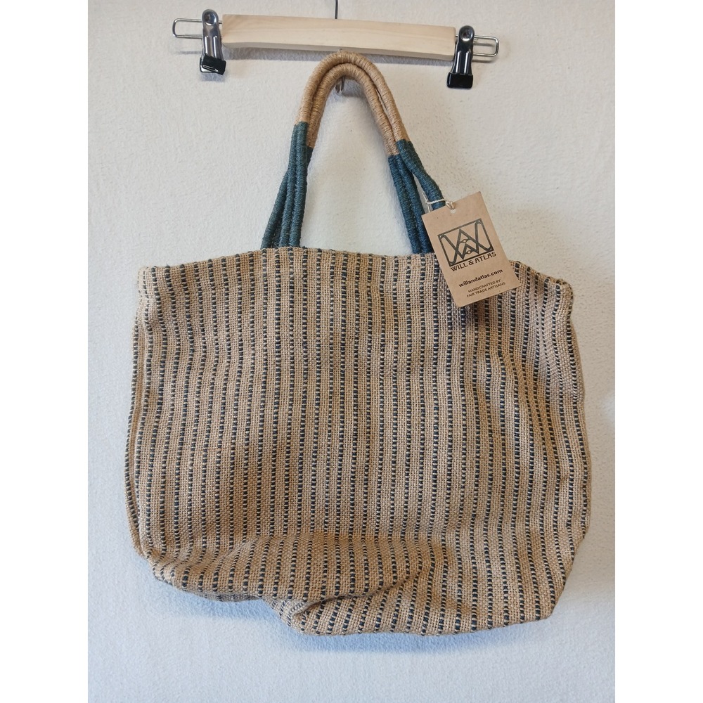 Will & Atlas handcrafted thick woven tote jute bag boho